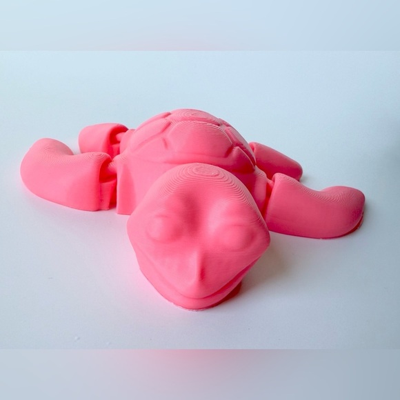 3D Printed Pink Turtle Figurine Handmade Toy Gift Decor - Picture 3 of 12